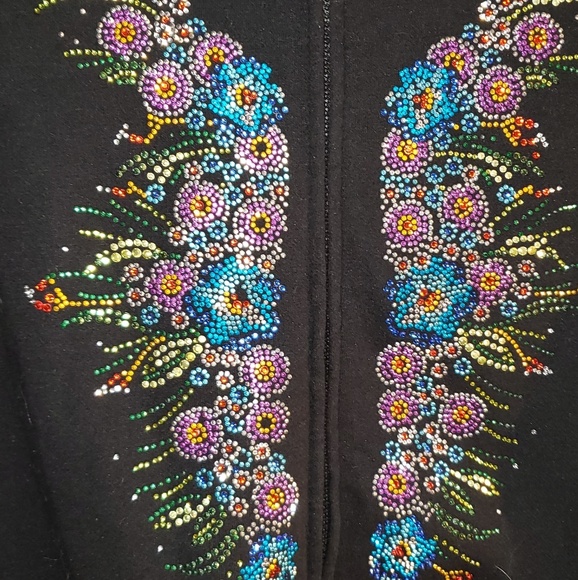 *EUC AcesDesign Embellished Black Hooded Size LG - Picture 2 of 6